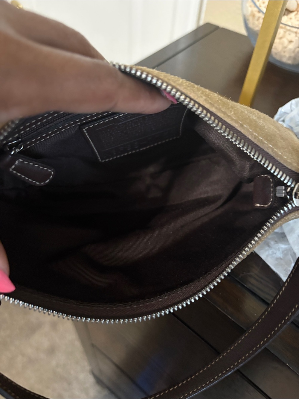 Coach Hamptons Demi Suede Baguette Shoulder Bag - Picture 5 of 6
